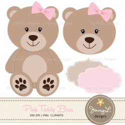 SET: Pink Teddy Bear Digital papers, Teddy Bear clipart