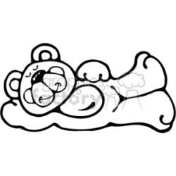 Black and white sleeping teddy bear clipart. Royalty-free clipart # 130145