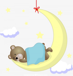 Teddy Bear Sleeping On The Moon For Free Download, Bear Vector, Moon ...
