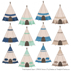 Navy & Mint Tribal Clipart