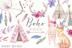 Watercolor Boho Clipart ~ Graphics ~ Creative Market