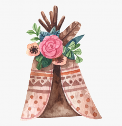 boho #bohemian #design #sticker #teepee - Watercolor Tribal ...