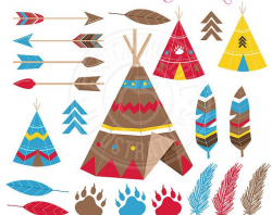 Tribal Cute Clipart, TeePee Graphics, Tribal Clip Art, Brown ...