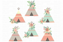 Floral Teepee ClipArt ~ Illustrations ~ Creative Market