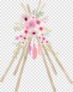 Brown, pink, white, and green floral illustration, Wedding ...