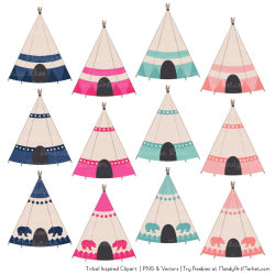 Navy & Hot Pink Tribal Clipart