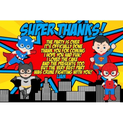 Superhero Thank You Card | Super Hero Birthday Party | Superhero ...