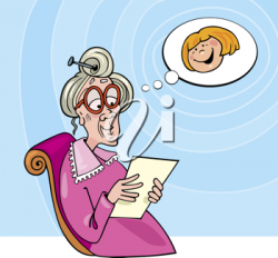 Royalty Free Clipart Image of an Old Woman Reading Something ...