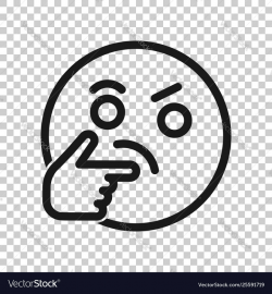 Thinking face icon in transparent style smile