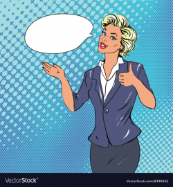 Pop art retro style woman showing thumb up hand