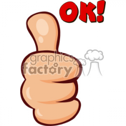 10690 Royalty Free RF Clipart Cartoon Hand Giving Thumbs Up Gesture Vector  With Text OK clipart. Royalty-free clipart # 403653