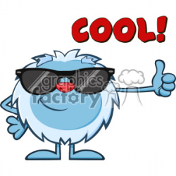 Cute Little Yeti Cartoon Mascot Character With Sunglasses Holding A Thumb  Up Vector With Text Cool! clipart. Royalty-free clipart # 402894