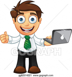 Vector Art - Business man -thumbs up with laptop. Clipart Drawing ...