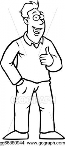 Vector Art - Black and white man with thumbs up. Clipart Drawing ...