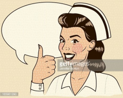 Retro Nurse Giving A Thumb\'s UP With Speech Bubble premium clipart ...