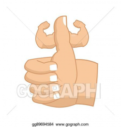 EPS Vector - Like strong. fitness thumbs up with big muscles ...