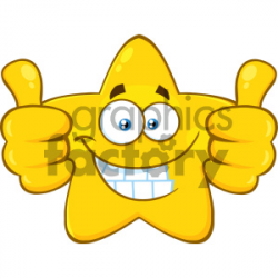 Royalty Free RF Clipart Illustration Smiling Yellow Star Cartoon Emoji Face  Character Giving Two Thumbs Up Vector Illustration Isolated On White ...