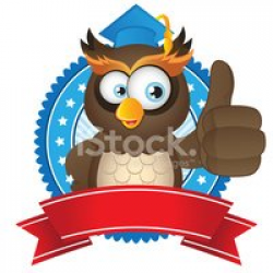 Happy Owl Teacher Thumbs UP With Badge Label stock vectors - Clipart.me