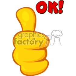 10692 Royalty Free RF Clipart Yellow Cartoon Hand Giving Thumbs Up Gesture  Vector With Text OK clipart. Royalty-free clipart # 403554