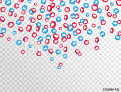 Like and thumbs up icons falling on transparent background ...