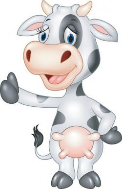 Karikatur lustige Kuh geben Daumen isoliert auf ...