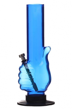Metier Thumbs Up! 12 inch Tall Transparent and Opaque Colors Acrylic Water  Bong (Transparent Blue)