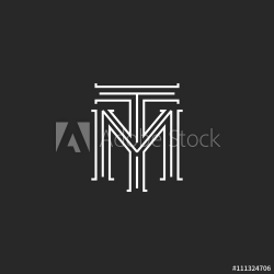 Monogram hipster initials TM logo letters, overlapping ...