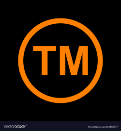 Trade mark sign orange icon on black background