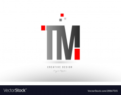 Red grey alphabet letter tm t m logo combination
