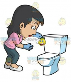 A Woman Flushing The Toilet