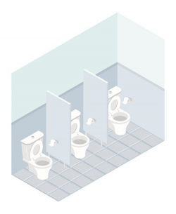 Public toilet isometrics. Interior overall restroom. Toilets ...