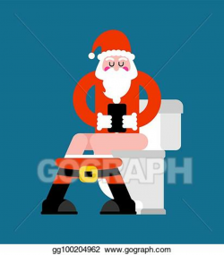 Vector Clipart - Santa on toilet. christmas grandfather is ...