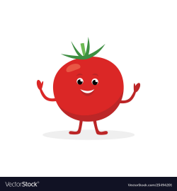 Tomato cartoon character isolated on white