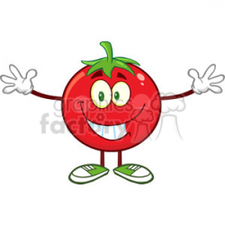 8400 Royalty Free RF Clipart Illustration Tomato Cartoon Mascot Character  With Open Arms For A Hug Vector Illustration Isolated On White clipart. ...