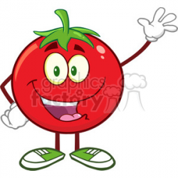 8386 Royalty Free RF Clipart Illustration Happy Tomato Cartoon Mascot  Character Waving Vector Illustration Isolated On White clipart.  Royalty-free ...