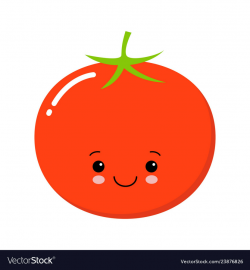 Cartoon cute tomato with eyes and smiling