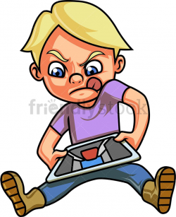 Boy Playing A Game On His Tablet | Boys playing, Cartoon ...
