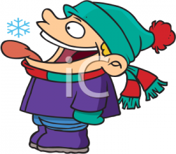 Royalty Free Clipart Image of a Boy Catching a Snowflake in ...