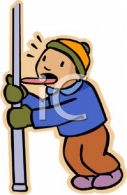 Little Boy with His Tongue Stuck To a Pole - Royalty Free ...