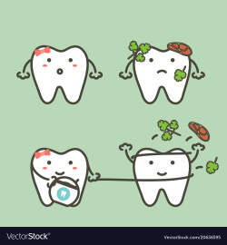 Tooth cleaning food stuck in teeth by floss