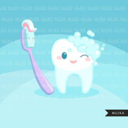 Dental Clipart. Kawaii tooth, dentist tools, toothbrush ...
