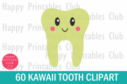Kawaii Tooth Clipart-Happy Tooth Clipart