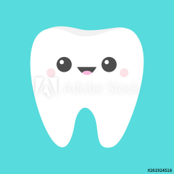 Healthy white tooth icon. Cute cartoon kawaii smiling funny ...