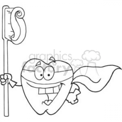 2976-Smiling-Superhero-Tooth-With-Toothbrush clipart. Royalty-free clipart  # 380297