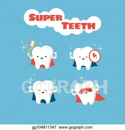 Vector Art - Superhero smiling kids teeth vector characters ...