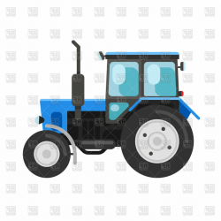 Blue Tractor Side View Vector Clipart | GeekChicPro