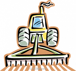 tractor plowing a field Royalty Free Vector Clip Art illustration ...