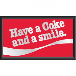 Coca-Cola Have a Coke and a Smile 15 in. x 26 in. Black Wood Framed Mirror