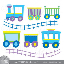 BABY TRAIN Clipart Digital Baby Boy Clip Art, Instant ...