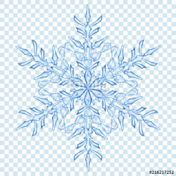 Big translucent Christmas snowflake in blue colors on ...